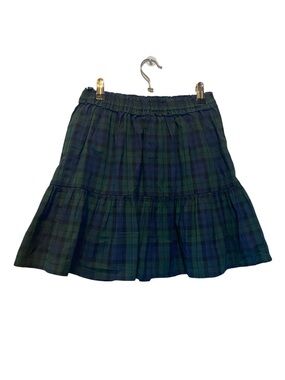 Crewcuts Girls Tartan skirt XL 12-14 Green Blue Plaid Pull On Tiered